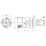 Einschraubfräser QM MILL MPM 16mm/M8, für 4 x EO../ZOMT, L=23mm